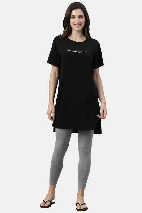 Enamor Cotton Loungewear Dress - Jet Black Shine — image 4
