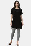 Enamor Cotton Loungewear Dress - Jet Black Shine — thumbnail 4