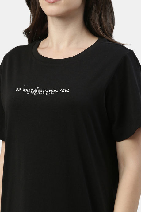 Enamor Cotton Loungewear Dress - Jet Black Shine — image 5