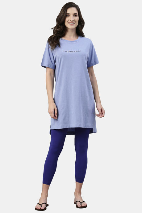 Enamor Cotton Loungewear Dress - Powder Blue Shine — image 4