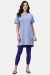 Enamor Cotton Loungewear Dress - Powder Blue Shine — thumbnail 4