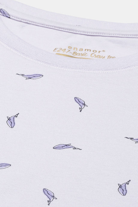 Enamor Cotton Blend Loungewear Top - Lilac Iris Whale Aop — image 5