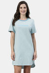 Enamor Cotton Loungewear Dress - Bali Green Stripehappy Graphic — thumbnail 1