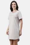 Enamor Cotton Loungewear Dress - Mauve Pink Strp Sleepy Graphic — thumbnail 2