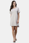 Enamor Cotton Loungewear Dress - Mauve Pink Strp Sleepy Graphic — thumbnail 4