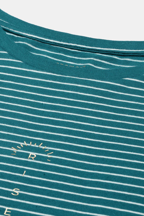Enamor Polyester Cotton Loungewear Dress - Green Stone Stripe Rise Shine — image 5