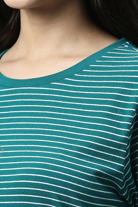 Enamor Polyester Cotton Loungewear Dress - Green Stone Stripe Rise Shine — image 7