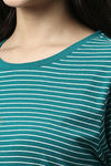 Enamor Polyester Cotton Loungewear Dress - Green Stone Stripe Rise Shine — thumbnail 7