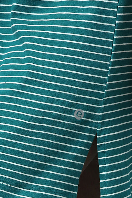 Enamor Polyester Cotton Loungewear Dress - Green Stone Stripe Rise Shine — image 9