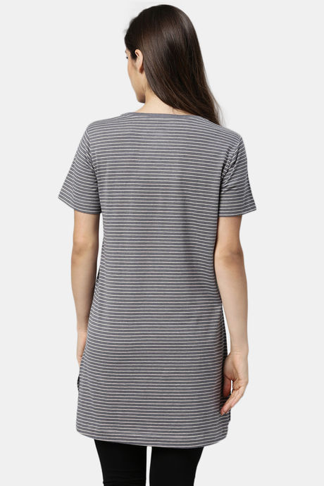 Enamor Polyester Cotton Loungewear Top - Med Grey Melshell Pnk Str — image 3