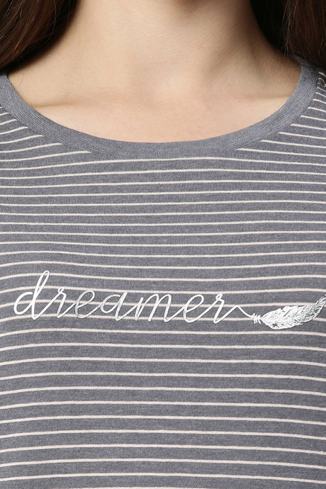 Enamor Polyester Cotton Loungewear Top - Med Grey Melshell Pnk Str — image 5