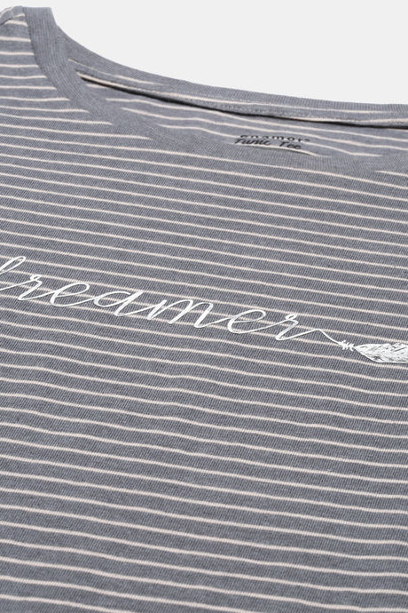 Enamor Polyester Cotton Loungewear Top - Med Grey Melshell Pnk Str — image 8
