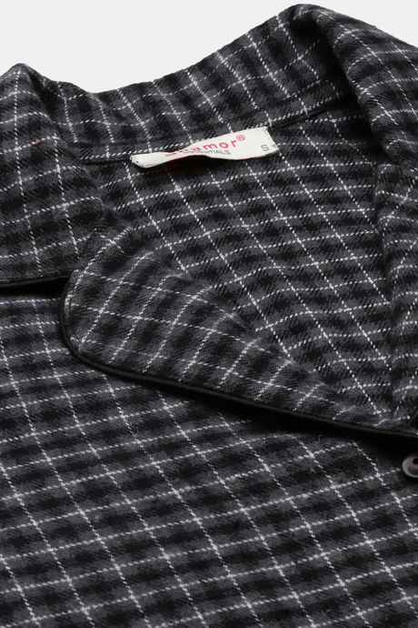 Enamor Cotton Loungewear Set - Charcoal Plaid Aop — image 11