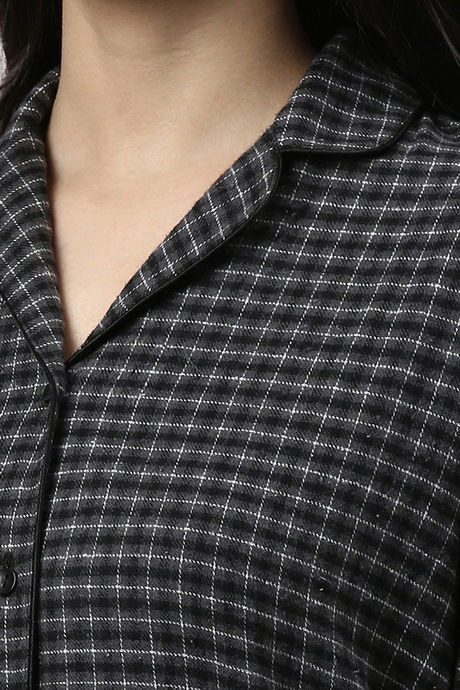 Enamor Cotton Loungewear Set - Charcoal Plaid Aop — image 15