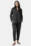 Enamor Cotton Loungewear Set - Charcoal Plaid Aop — thumbnail 4