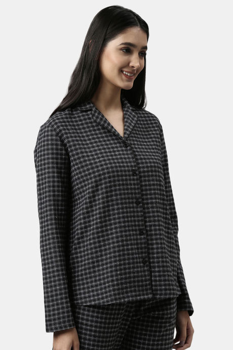 Enamor Cotton Loungewear Set - Charcoal Plaid Aop — image 6