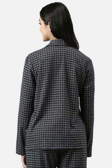 Enamor Cotton Loungewear Set - Charcoal Plaid Aop — image 7