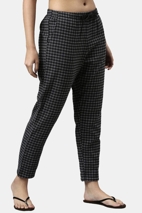Enamor Cotton Loungewear Set - Charcoal Plaid Aop — image 9