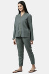 Enamor Cotton Loungewear Set - Navy Plaid Aop — thumbnail 2