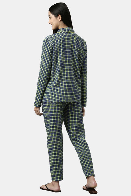 Enamor Cotton Loungewear Set - Navy Plaid Aop — image 3