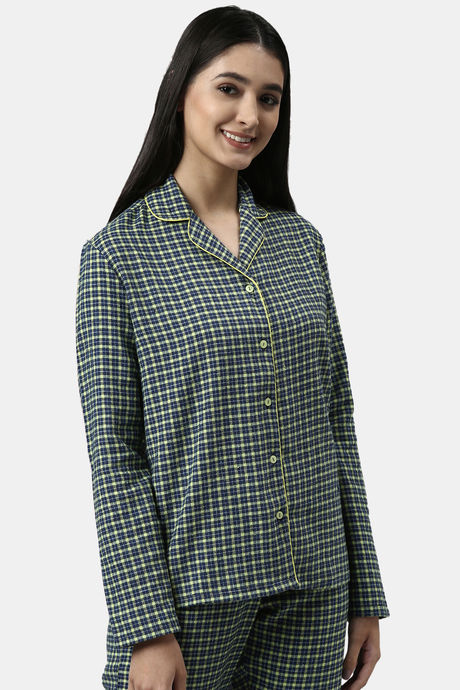 Enamor Cotton Loungewear Set - Navy Plaid Aop — image 6