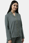 Enamor Cotton Loungewear Set - Navy Plaid Aop — thumbnail 6