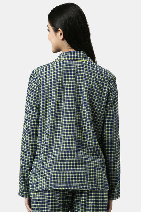 Enamor Cotton Loungewear Set - Navy Plaid Aop — image 7