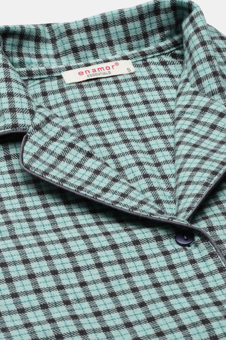 Enamor Cotton Loungewear Set - Soft Aqua Plaid Aop — image 11