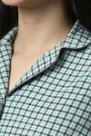 Enamor Cotton Loungewear Set - Soft Aqua Plaid Aop — thumbnail 15