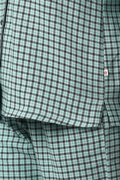 Enamor Cotton Loungewear Set - Soft Aqua Plaid Aop — image 16