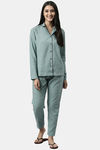 Enamor Cotton Loungewear Set - Soft Aqua Plaid Aop — thumbnail 4