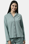 Enamor Cotton Loungewear Set - Soft Aqua Plaid Aop — thumbnail 5