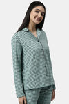 Enamor Cotton Loungewear Set - Soft Aqua Plaid Aop — thumbnail 6