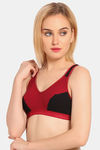 Innocence Double Layered Non-Wired Full Coverage Blouse Bra - Maroon — thumbnail 3