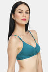 Innocence Double Layered Non-Wired Full Coverage T-Shirt Bra - Turquoise — thumbnail 2