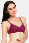 Innocence Double Layered Non-Wired Full Coverage T-Shirt Bra - Wine — thumbnail 2