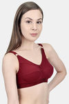 Innocence Single Layered Non-Wired Full Coverage Minimiser Bra - Maroon — thumbnail 2