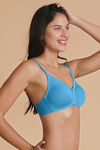 Enamor High Coverage Non Padded Cotton Bra-Blue — thumbnail 2