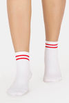 Vrova Antibacterial & Antifungal Acupressure Crew Socks - White N Red — thumbnail 1