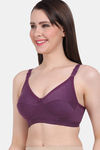 Vanila Single Layered Non-Wired Full Coverage Minimiser Bra - Purple — thumbnail 3