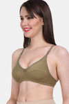Vanila Single Layered Non-Wired Full Coverage Sag Lift Bra - Green — thumbnail 3