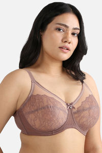 Wacoal Single Layered Wired Full Coverage Lace Bra - Cappuccino — thumbnail 4