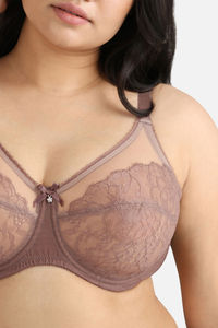 Wacoal Single Layered Wired Full Coverage Lace Bra - Cappuccino — thumbnail 5
