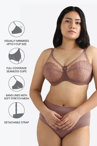 Wacoal Single Layered Wired Full Coverage Lace Bra - Cappuccino — thumbnail 6