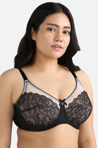 Wacoal Single Layered Wired Full Coverage Lace Bra - Black — thumbnail 4