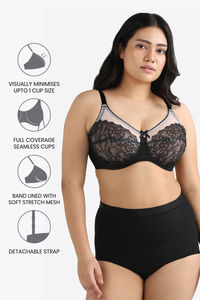 Wacoal Single Layered Wired Full Coverage Lace Bra - Black — thumbnail 6