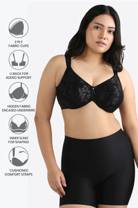 Wacoal Single Layered Wired Full Coverage Super Support Bra - Black — thumbnail 6