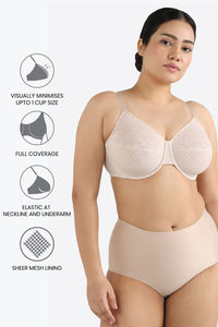Wacoal Single Layered Wired Full Coverage Minimiser Bra - Sand — thumbnail 6