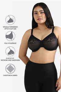 Wacoal Single Layered Wired Full Coverage Minimiser Bra - Black — thumbnail 6