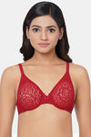 Wacoal Single Layered Wired Medium Coverage Lace Bra - Cherry Red — thumbnail 1